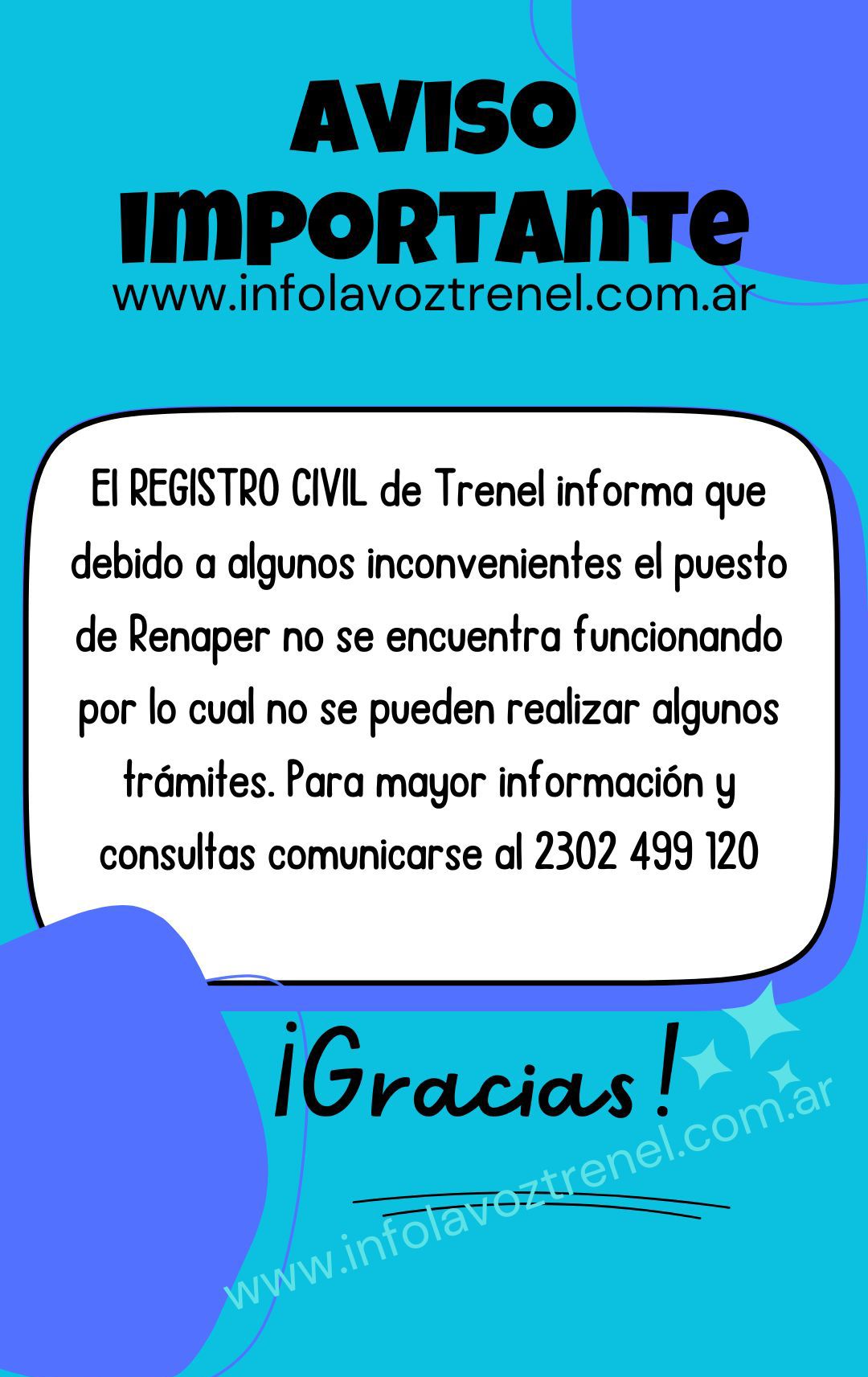 INFORMACION IMPORTANTE TRENEL 