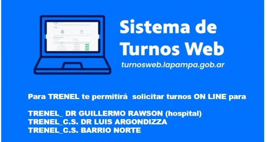 TURNOS ON LINE EN ATENCIÓN DE SALUD PUBLICA TRENEL 