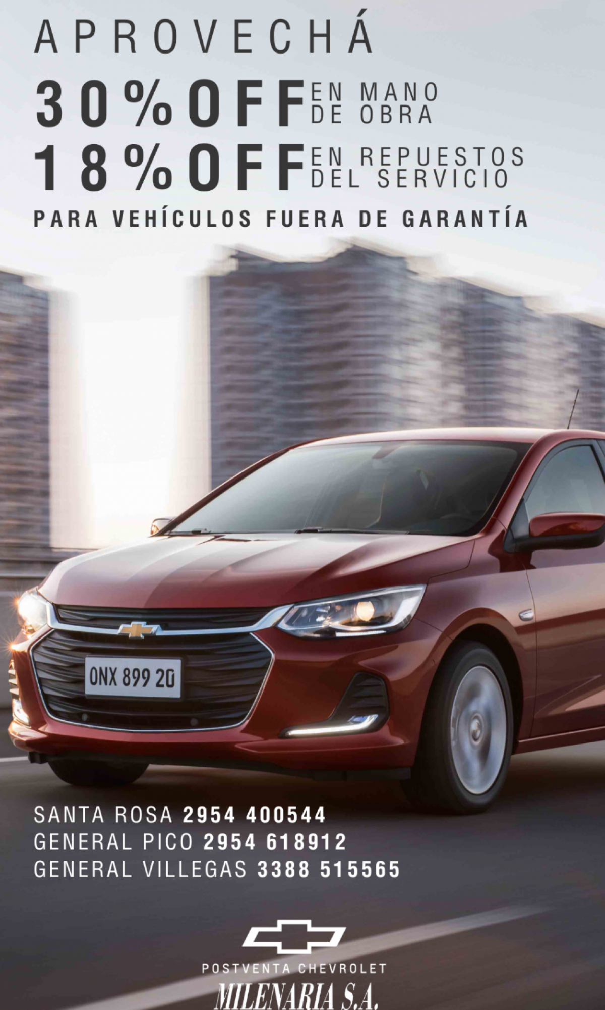 CHEVROLET MILENARIA.  Promoción postventa Noviembre 2023 